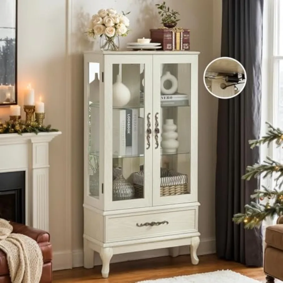 Display Case Acrylic - Vitrine für das Wohnzimmer: Antik-Optik-Holzvitrine mit